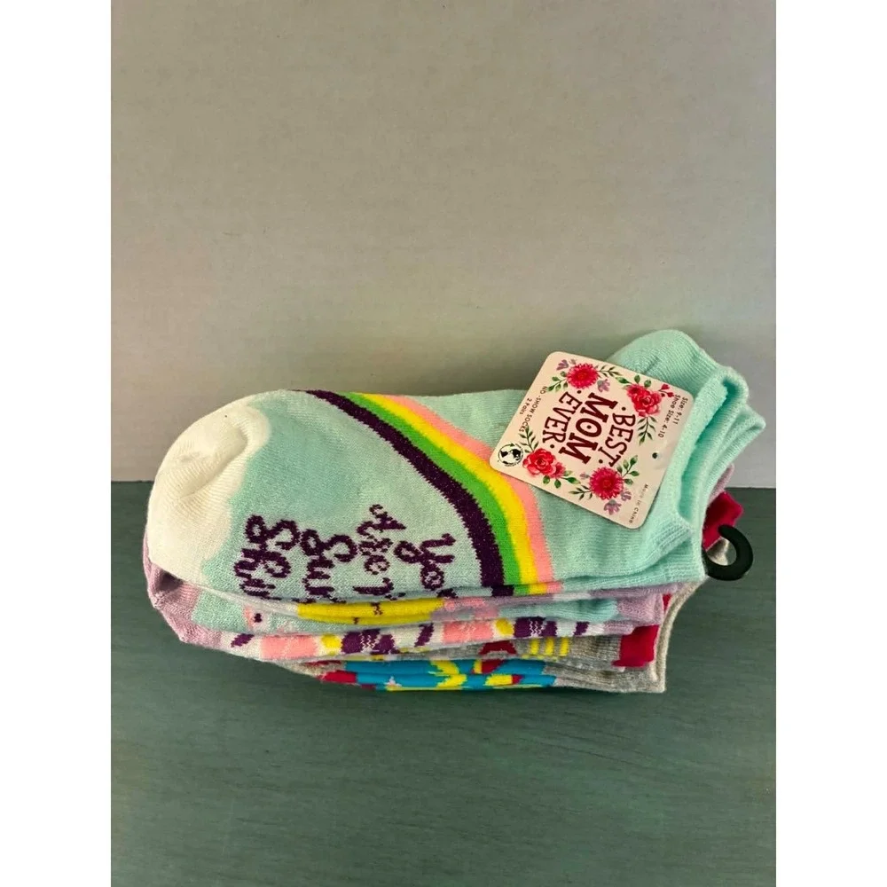 Best Mom Ever Women's No Show Ankle Socks 8 Pair Bundle Colorful Gift Set NWT‎